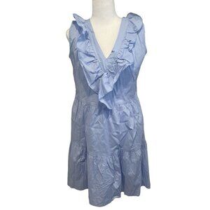 Nordstrom CENY Ruffle Dress XL Vneck Sleeveless Cotton Made In USA NWT